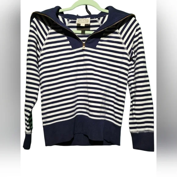 Tuckernuck Sail To Sablr Nautical Striped Navy and White Women's Top XS PTP 19 - Picture 2 of 5
